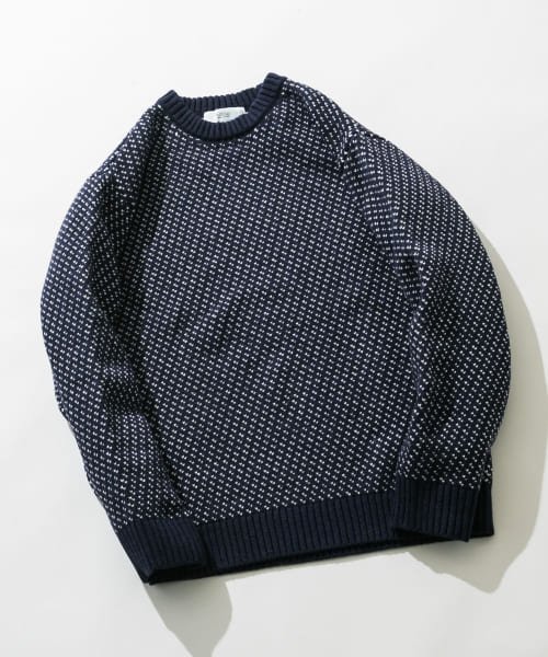 URBAN RESEARCH ROSSO(URBAN　RESEARCH　ROSSO（MEN）)/『XLサイズあり』バーズアイ柄クルーネックニット/NAVY