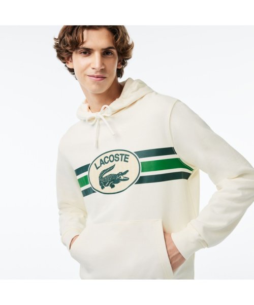 LACOSTE Mens(ラコステ　メンズ)/モノグラムレイヤードオーバルロゴスウェットフーディー/ホワイト