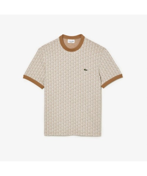 LACOSTE Mens(ラコステ　メンズ)/モノグラムジャカードトリムTシャツ/ベージュ