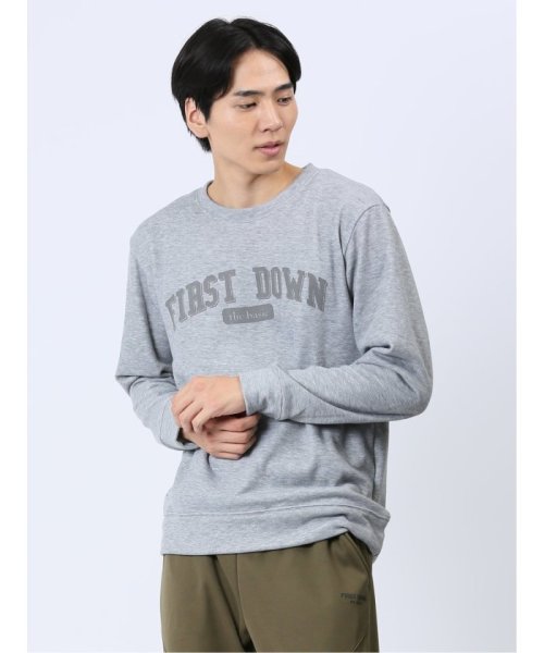 TAKA-Q(タカキュー)/【WEB限定】ファーストダウン/FIRST DOWN 裏シャギーロゴ クループルオーバー メンズ Tシャツ カットソー カジュアル インナー ビジネス ギフト /ライトグレー