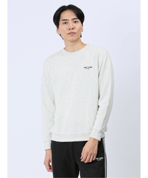 TAKA-Q(タカキュー)/【WEB限定】ファーストダウン/FIRST DOWN パイル裏起毛プリント クルートレーナー メンズ Tシャツ カットソー カジュアル インナー ビジネス ギフ/ホワイト