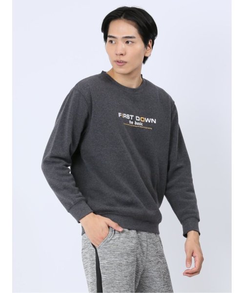 TAKA-Q(タカキュー)/【WEB限定】ファーストダウン/FIRST DOWN パイル裏起毛ロゴプリント クルートレーナー メンズ Tシャツ カットソー カジュアル インナー ビジネス /グレー