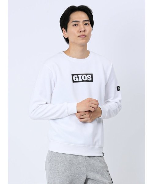 TAKA-Q(タカキュー)/【WEB限定】ジオス/GIOS 裏起毛ボックスロゴ クルートレーナー メンズ Tシャツ カットソー カジュアル インナー ビジネス ギフト プレゼント/ホワイト