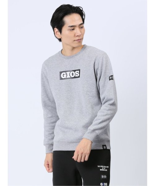 TAKA-Q(タカキュー)/【WEB限定】ジオス/GIOS 裏起毛ボックスロゴ クルートレーナー メンズ Tシャツ カットソー カジュアル インナー ビジネス ギフト プレゼント/ライトグレー