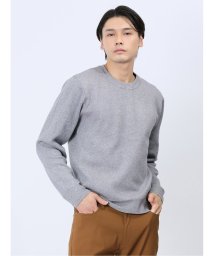 TAKA-Q(タカキュー)/クロスストレッチ 無地 クルー ニット セーター カットソー Tシャツ/ライトグレー