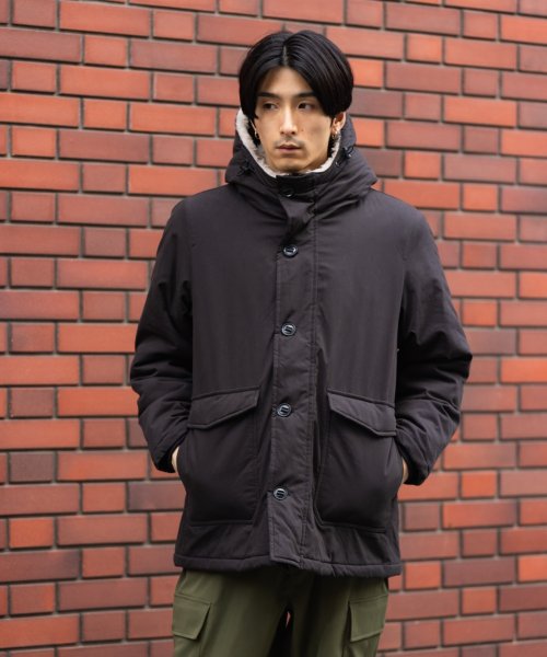 MAC HOUSE(men)(マックハウス（メンズ）)/NAVY ネイビー ミリタリーフードコート 371159MH/ブラック