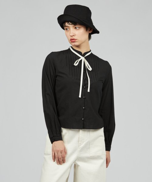 To b. by agnes b. OUTLET(トゥー　ビー　バイ　アニエスベー　アウトレット)/【Outlet】WP24 SHIRT ピンタックシャツ/ブラック