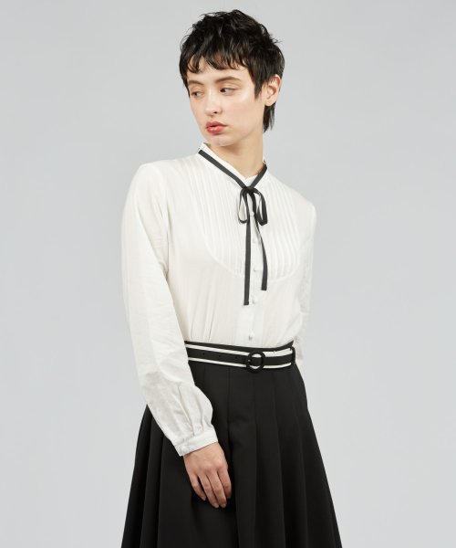 To b. by agnes b. OUTLET(トゥー　ビー　バイ　アニエスベー　アウトレット)/【Outlet】WP24 SHIRT ピンタックシャツ/ホワイト