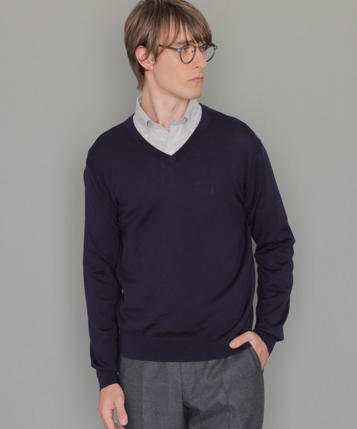 7ゲージ天竺Vネックプルオーバー(505632577)|HANKYU MEN'S / 阪急メンズ