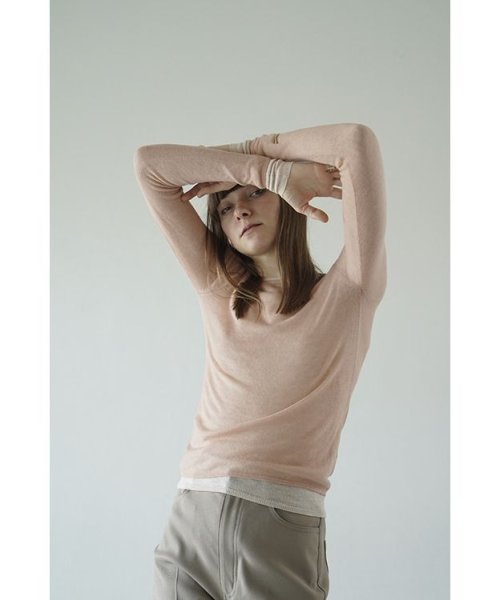 CLANE(クラネ)/SHEER LAYERED KNIT TOPS/PINK