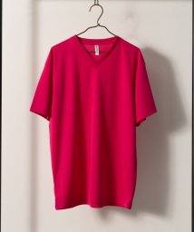 Nylaus select(ナイラスセレクト)/Tシャツ メンズ 半袖 Vネック ドライメッシュ 吸汗速乾 UPF20 UVカット 半袖Tシャツ VネックTシャツ 吸汗速乾Tシャツ ドライTシャツ スポーツウ/ピンク