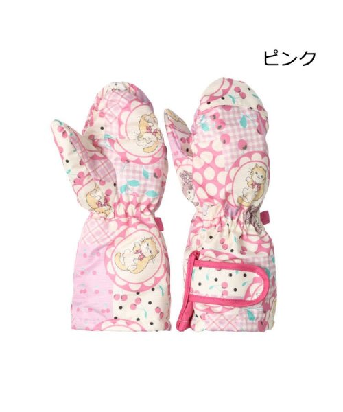moujonjon(ムージョンジョン)/【子供服】 JollyJury (ジョリージュリー) ねこ柄スノーグローブ・手袋 S，M F61880/ピンク