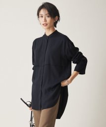 ICB（LARGE SIZE）(ICB（大きいサイズ）)/【WEB限定カラーあり・洗える】 シルキーサテン シャツブラウス/ネイビー系