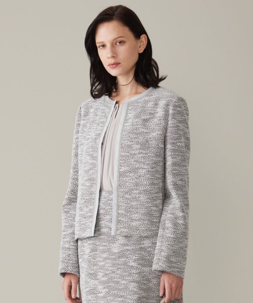 【セットアップ対応】カラミツイードノーカラー ジャケット 