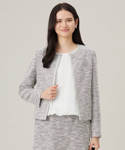 【セットアップ対応】カラミツイードノーカラー ジャケット 