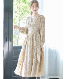 tocco closet/ベルト付きシャーリングスリーブランダムドットカシュクールワンピース/505703362