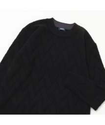 MAC HOUSE(men)(マックハウス（メンズ）)/NAVY ネイビー 快適ニット 幾何学柄モックネック メンズ T2－23AW－MC－3/ブラック