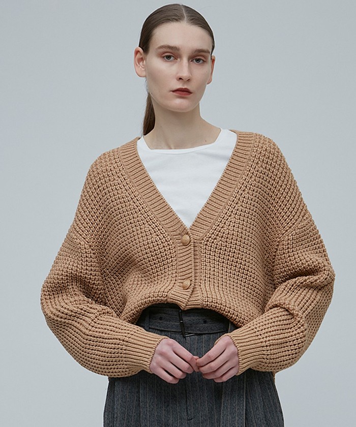新品　BEIGE.　ベイジ　リブニットカーディガン コットンシルクVネック⭐︎L カーディガン｜BEIGE,(ベイジ)｜阪急百貨店公式通販サイト｜阪急