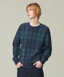 J.PRESS MENS(J．プレス　メンズ)/ブークレジャガード ブラックウォッチクルー ニット/ブルー系7