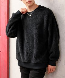 TopIsm/シャギー ボア トレーナー メンズ スウェット ドロップショルダー ファー フワフワ モコモコ ワイドシルエット ビッグシルエット 無地 長袖 カットソー/504342359