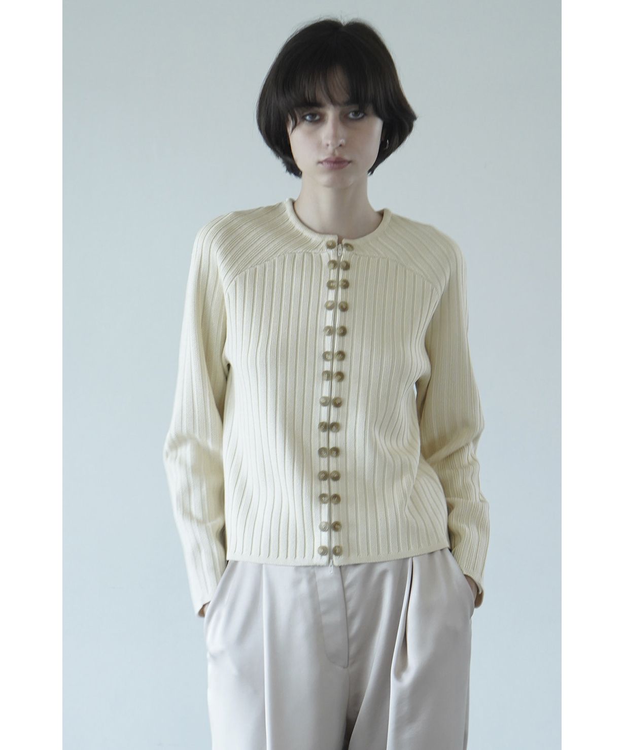 CLANE クラネ LINE UP BUTTON KNIT TOPS MIX