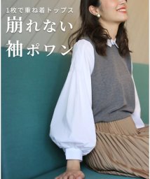 Ehre style/［お仕事服にも使える］1枚で重ね着トップス！崩れない袖ポワンドッキングブラウス/505730008