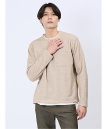 m.f.editorial(エムエフエディトリアル)/畦裏起毛 フェイククルーネック長袖Tシャツ/ベージュ