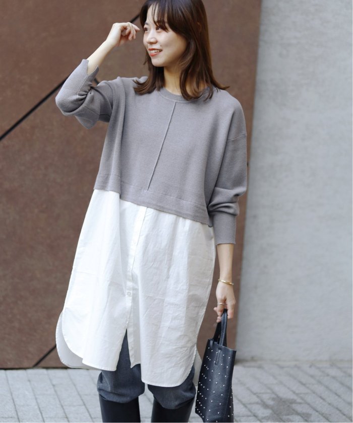 TORRAZZO DONNA/トラッゾドンナ】Knit x Shirt Hybrid Tunic