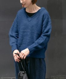 URBAN RESEARCH DOORS(アーバンリサーチドアーズ)/FORK&SPOON　モヘアニットVネックプルオーバー/BLUE