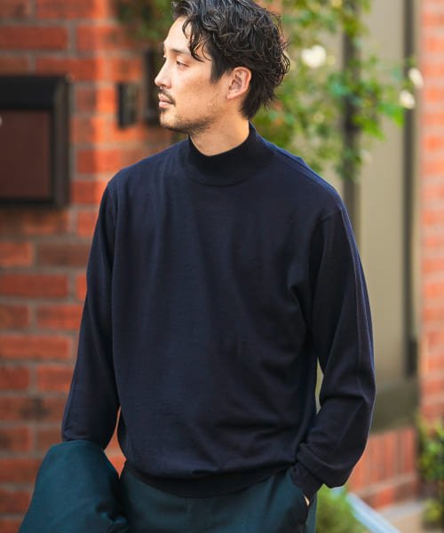 URBAN RESEARCH DOORS(アーバンリサーチドアーズ)/LIFE STYLE TAILOR　マシンウォッシャブルハイゲージモックニット/NAVY