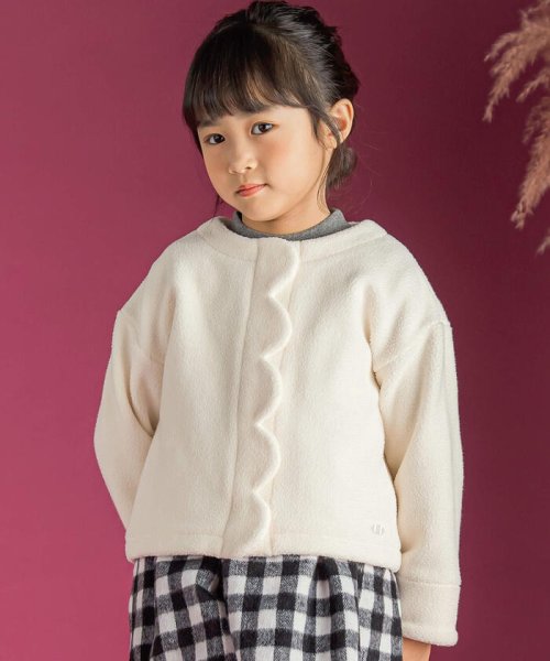 BeBe Petits Pois Vert(ベベ プチ ポワ ヴェール)/【店舗限定】ボアボンディングスカラップジャケット(95~150cm)/オフホワイト