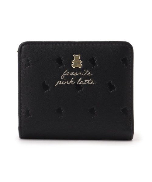 PINK-latte(ピンク　ラテ)/くま型押しラウンドファスナー財布/ブラック（019）