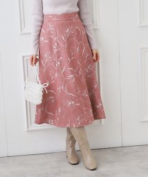 Couture Brooch(クチュールブローチ)/起毛コールフラワープリントスカート/ベビーピンク（171）