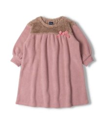 Crescent(クレセント)/【子供服】 crescent (クレセント) ボア切替ブークレー裏起毛ワンピース 80cm～130cm N60307/ピンク