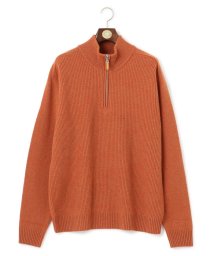 J.PRESS MENS(J．プレス　メンズ)/【KING SIZE】【Cash Lamb's Wool】畔編みハーフジップ ニット/オレンジ系