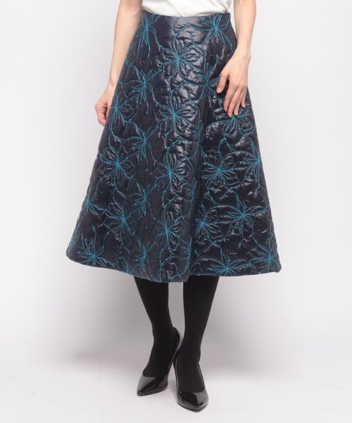 Viaggio Blu(ビアッジョブルー)/【Viaggio Blu】aspesi刺繍中綿スカート/ネイビー