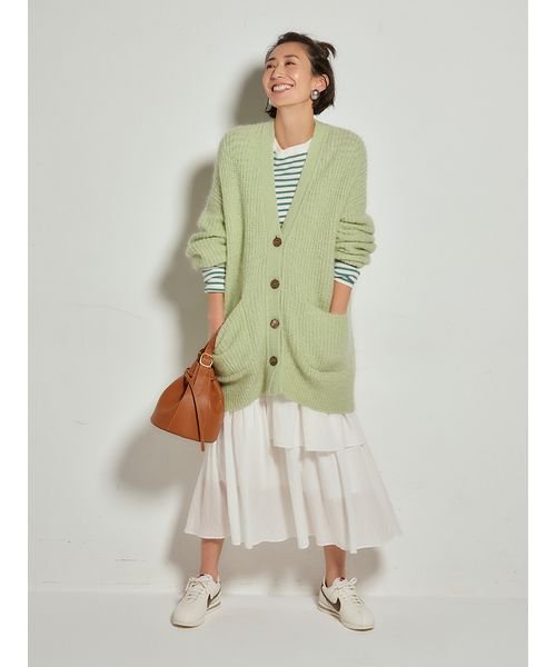 シェルボタンモヘヤシャギーカーデ 予めご了承ください