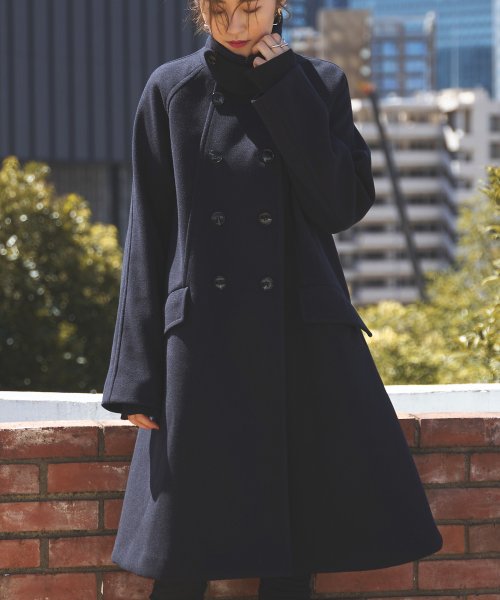 ニットメルトンスタンドカラーフレアコート(K1298) K1298 ふくらみ感があり 保温効果も高めます