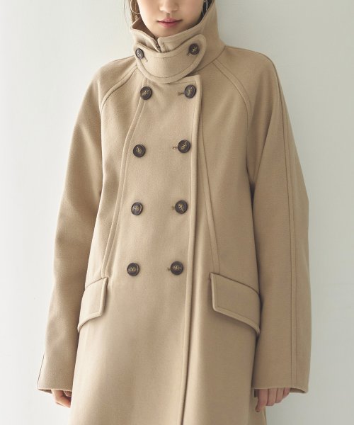 ニットメルトンスタンドカラーフレアコート(K1298) K1298 ふくらみ感があり 保温効果も高めます