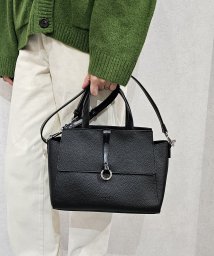 UNGRID bag(アングリッド　バッグ)/リング 軽量シュリンク Wフラップミディアムハンドバッグ/BLK