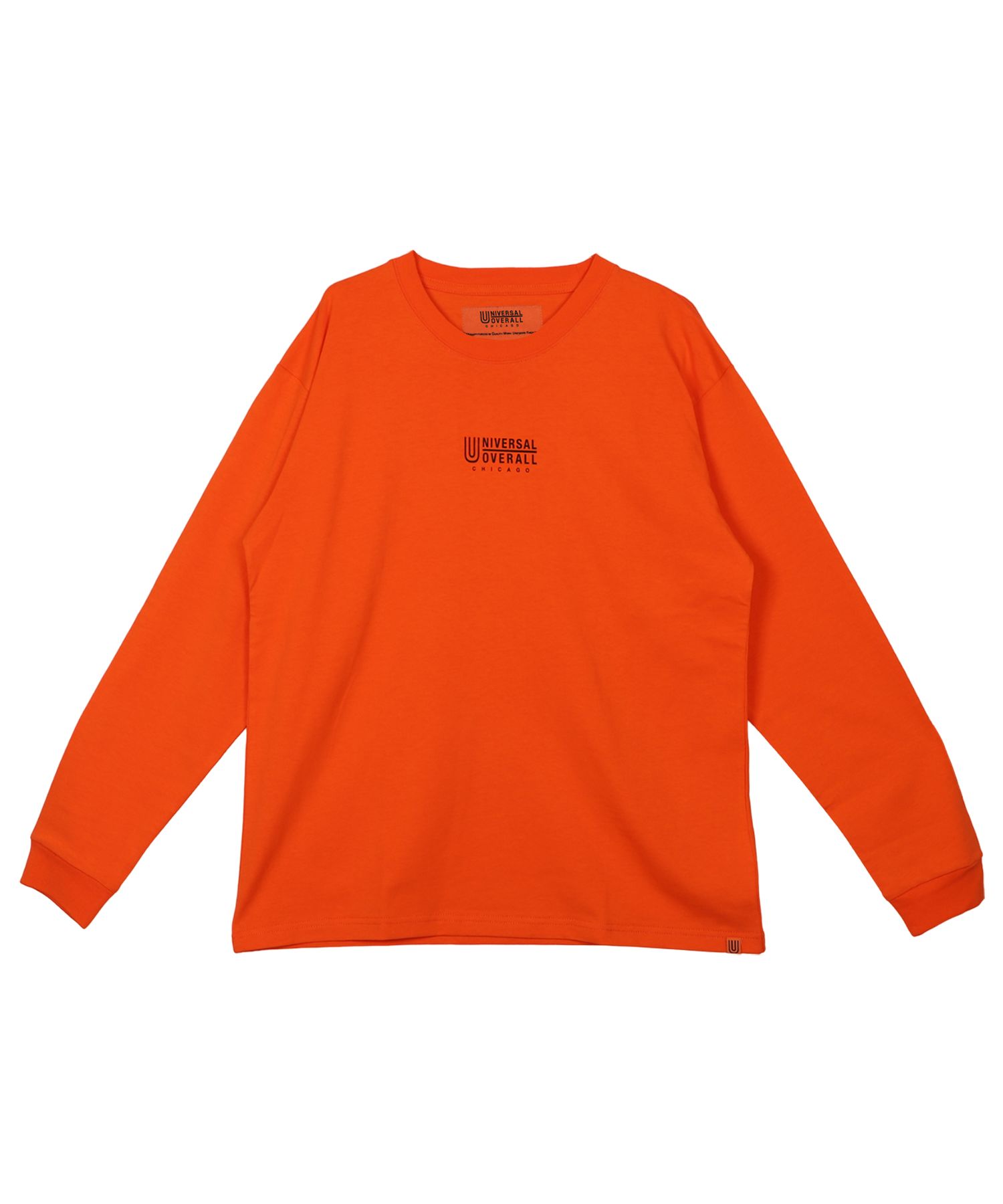 ユニバーサルオーバーオール UNIVERSAL OVERALL Tシャツ 長袖 ロンT カットソー メンズ CENTER LOGO ブラック ホワイト  チャコー