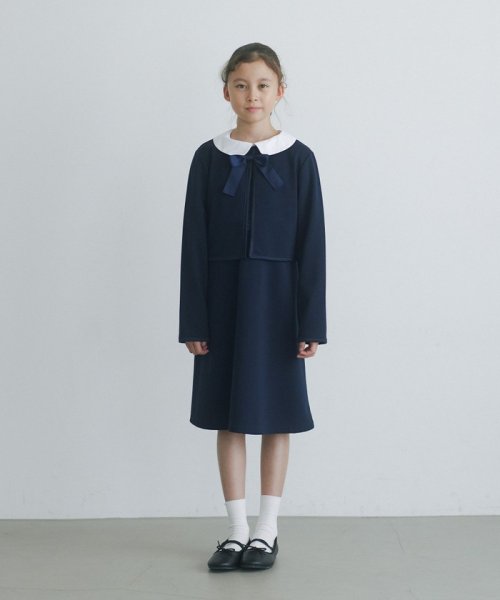 green label relaxing （Kids）(グリーンレーベルリラクシング（キッズ）)/ボレロ×ポンチ シロエリワンピース セット/NAVY