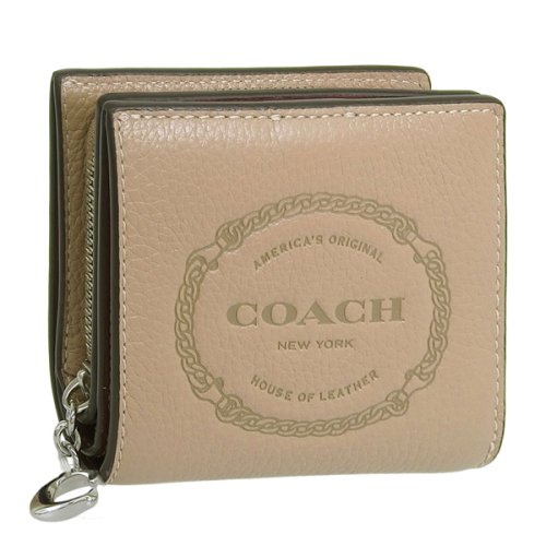 COACH(コーチ)/COACH コーチ SNAP WALLET COACH HERITAGE スナップ ウォレット コーチヘリテージ 二つ折り 財布 レザー/ベージュ