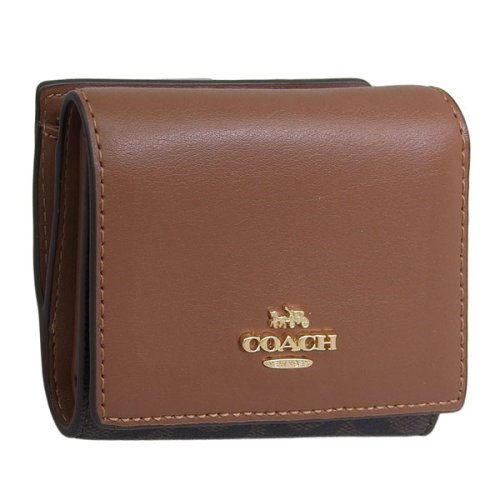 COACH(コーチ)/COACH コーチ MICRO WALLET マイクロ ウォレット シグネチャー 三つ折り 財布/ブラウン