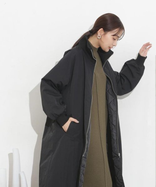 撥水加工・機能中綿 ジップアップリブロングコート 機能中綿 THERMOLITE TDOWN ECMD 予めご了承下さい