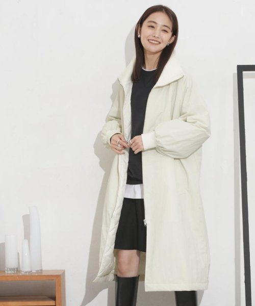 撥水加工・機能中綿 ジップアップリブロングコート 機能中綿 THERMOLITE TDOWN ECMD 予めご了承下さい