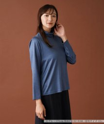 Leilian PLUS HOUSE(レリアンプラスハウス)/ストレッチシルクハイネックカットソー/ブルー系