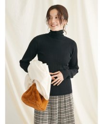 CRAFT STANDARD BOUTIQUE(クラフトスタンダードブティック)/洗える ウォッシャブルリブタートルニットプルオーバー/ブラック