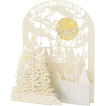 cinemacollection/CHRISTMAS グリーティングカード クリスマスカード jx48－3 レーザーカット教会の前にツリー サンリオ プレゼント Xmasカード グッズ /505738418