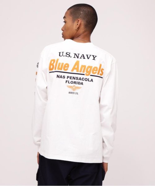 AVIREX(AVIREX)/LONG SLEEVE T－SHIRT EMBROIDERY THE BLUE ANGELS/ホワイト